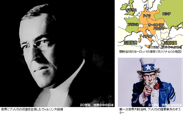 ウィルソン大統領／ヨーロッパ地図／ポスター　アンクル・サム