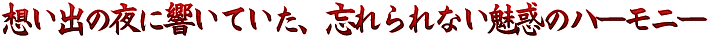 想い出の夜に響いていた、忘れられない魅惑のハーモニー