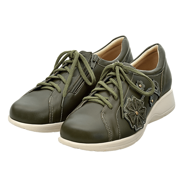 【お得意様限定】5Eエレガントスニーカー シープ革モデル カーキ 22.5cm