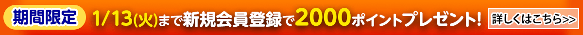 新規会員登録で2000ポイントプレゼント