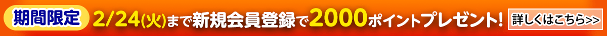 新規会員登録で2000ポイントプレゼント